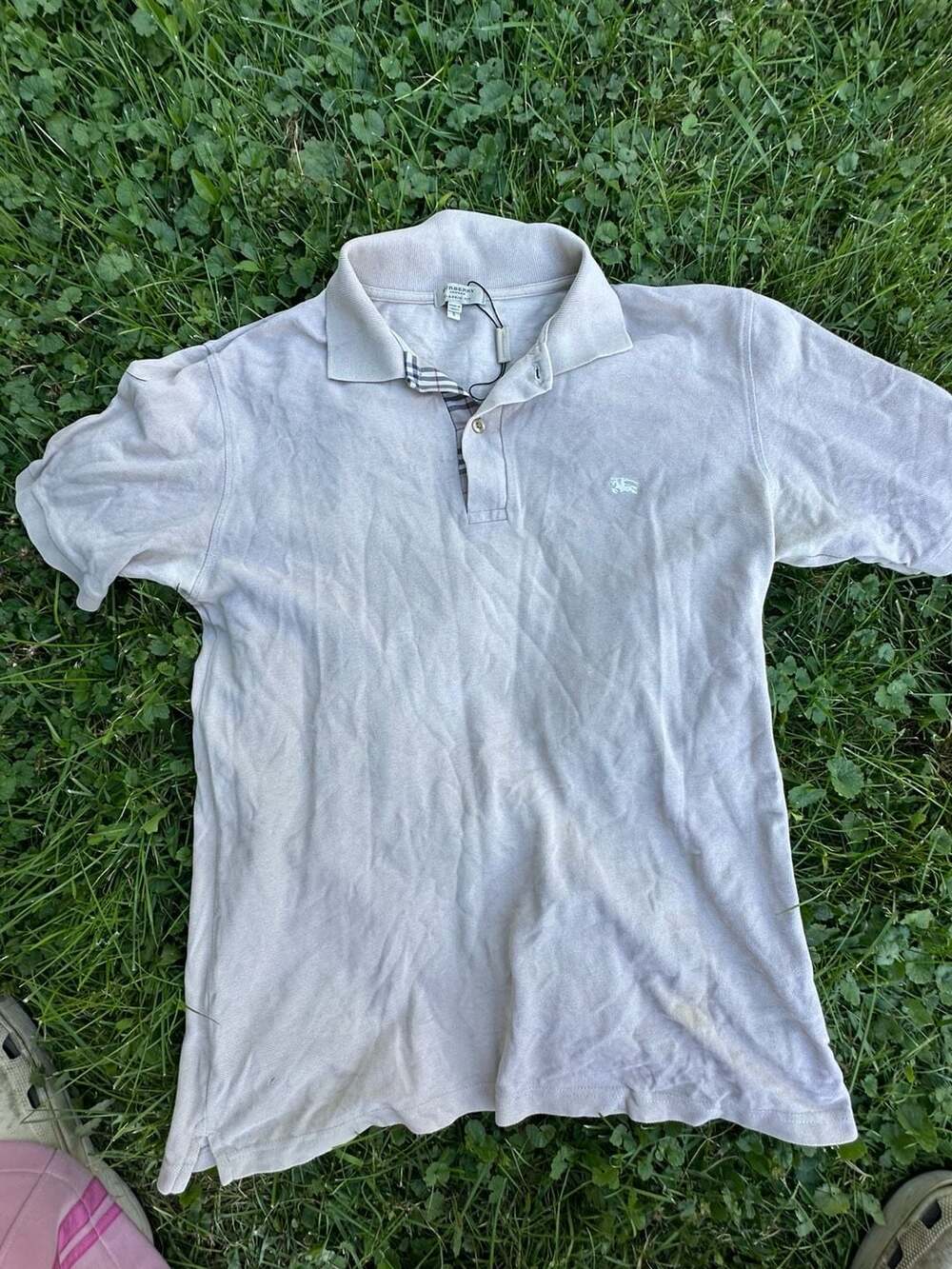 Burberry London Classic Fit Polo Size S Gray Short Sleeve Shirt